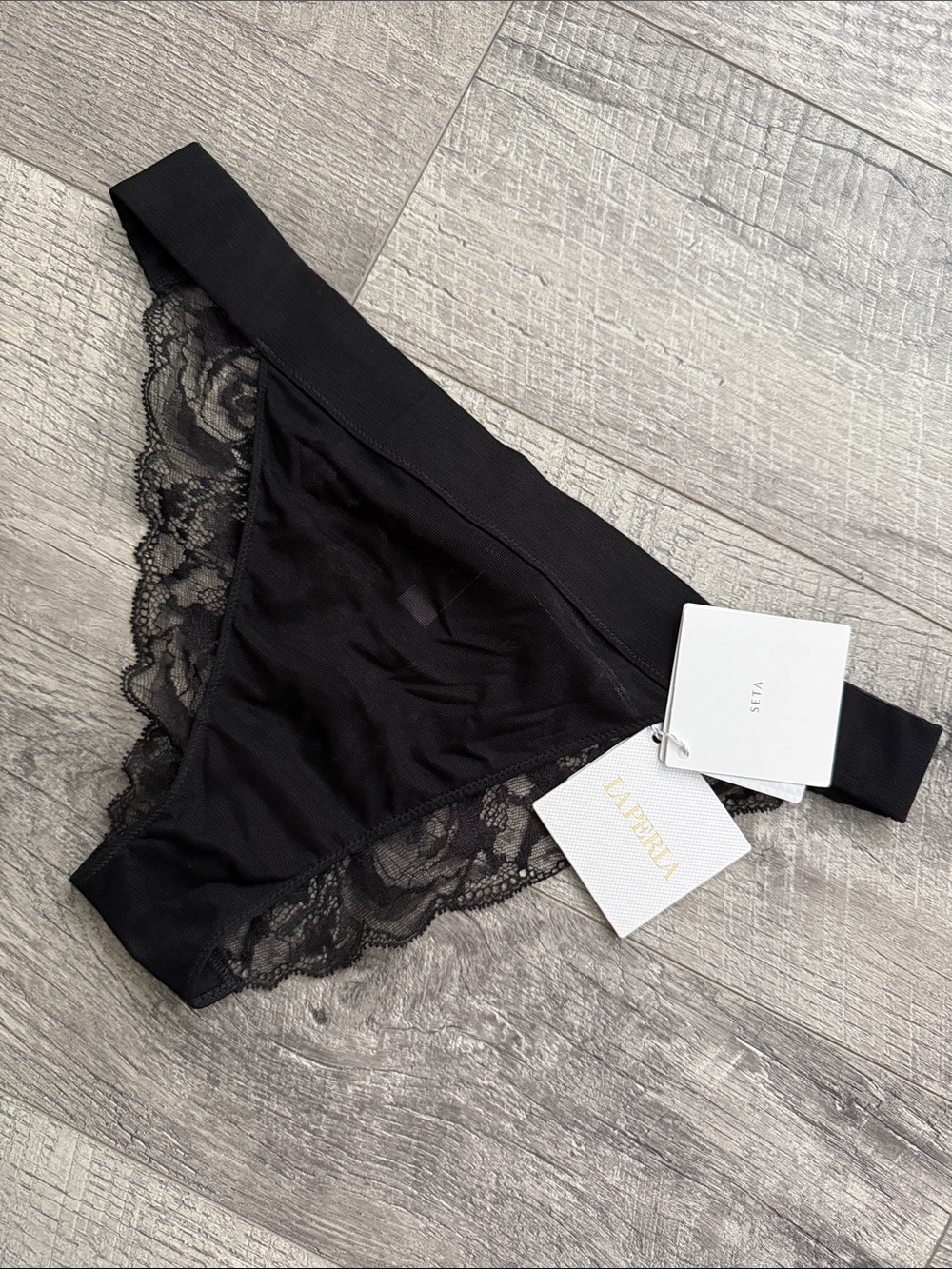 La Perla black silk lace panties sz L NWT ITALY